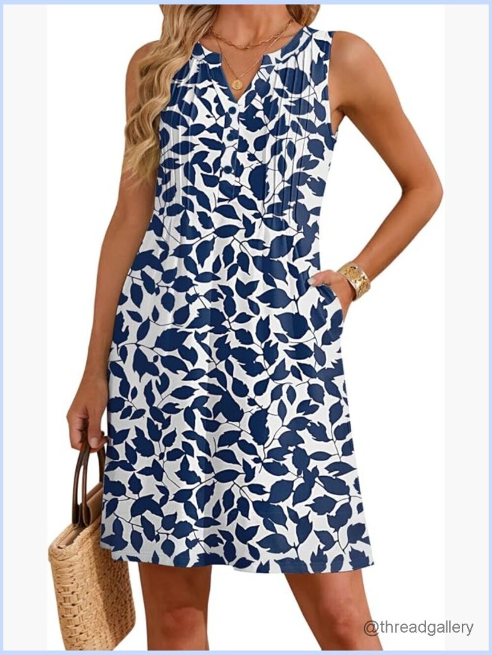 Sleeveless Button Up Mini Dress with Pockets